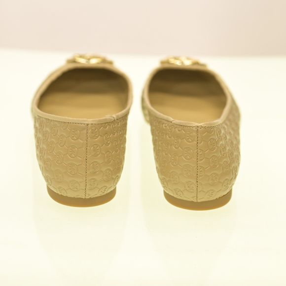 Michael Kors Ballet Flats Beige with Classy Gold Toe & Logo Women's Size 6 M - Picture 3 of 6